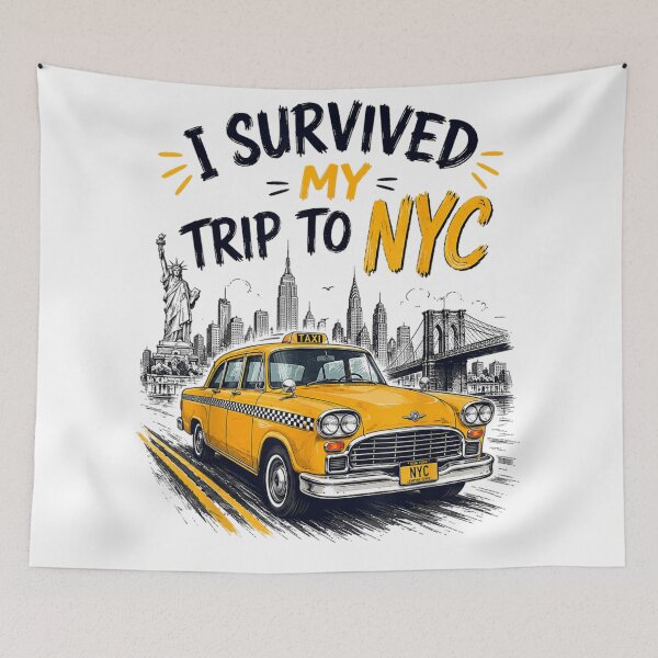 Item preview, I Survived My Trip To NYC Skyline Taxi Brooklyn Bridge Vintage designed and sold by EricCotanori.
