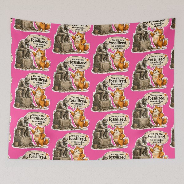 Item preview, NAGGING CAT BY NAGGINGSTICKERSCO. YOU ARE NOW FOSSILIZED. GO UNFOSSILIZE YOURSELF. COLLECTION | ELECTRIC PINK Edition | No.01 designed and sold by LaMaisonOfMY.