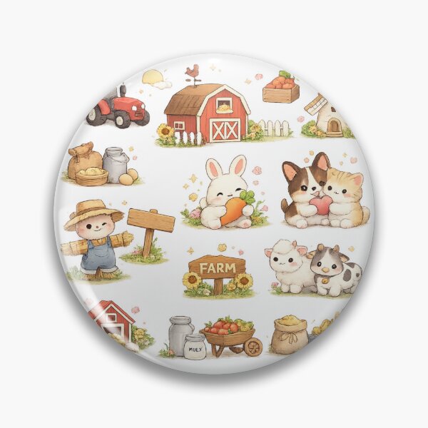 Item preview, Cute Kawaii Farm Animals Red Barn Windmill Tractor Aesthetic designed and sold by Rehnair.