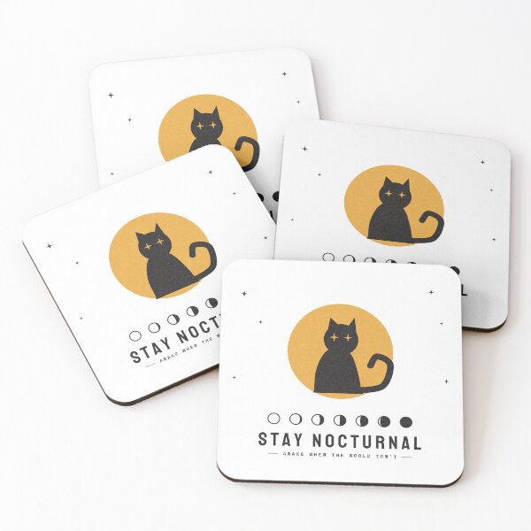 Item preview, Stay Nocturnal — Black Cat and Moon Phases designed and sold by NEXTFORMSTUDIO.