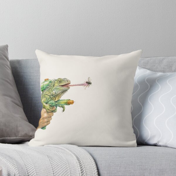 Item preview, Funny Iguana Watercolor | Iguana Water Gun Catching a Fly | Cute Reptile Art designed and sold by loccotown168.