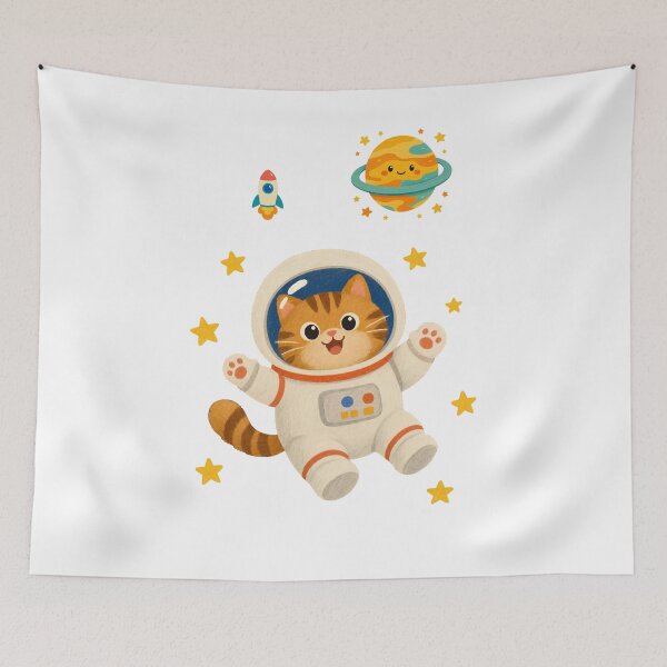 Item preview, Cute Space Cat Astronaut Floating in Galaxy designed and sold by KANAH FORYED.