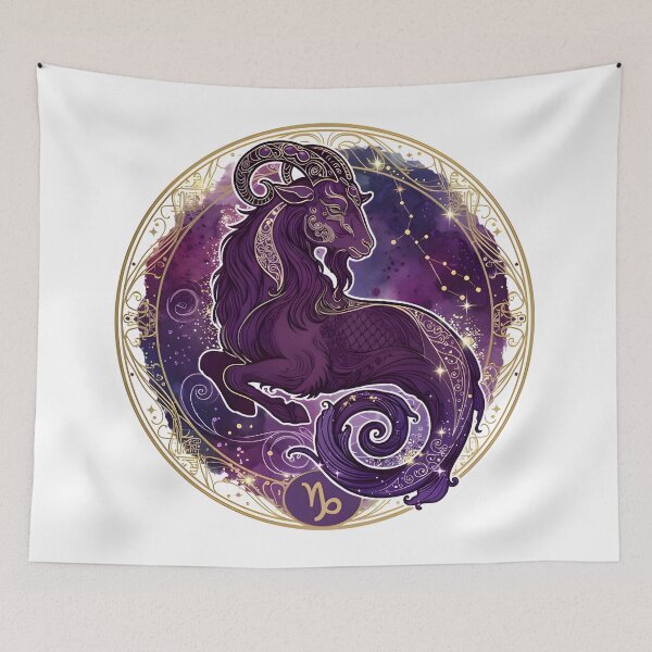 Item preview, Capricorn Mystical Purple Sea Goat designed and sold by Zodiac Celestial Art.