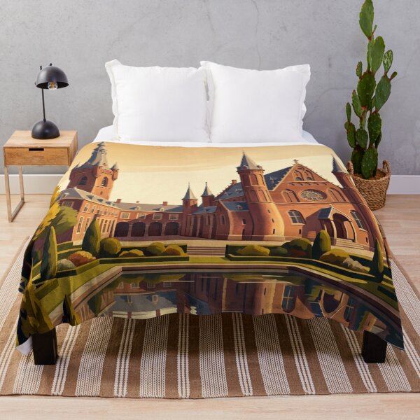 Item preview, The Hague Netherlands Vintage Travel Art – Peace Palace & Formal Gardens designed and sold by Bomax121.