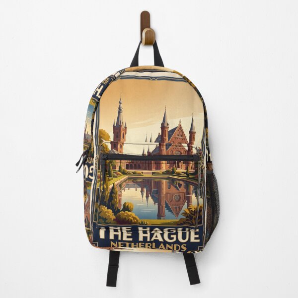 Item preview, The Hague Netherlands Vintage Travel Art – Peace Palace & Formal Gardens designed and sold by Bomax121.