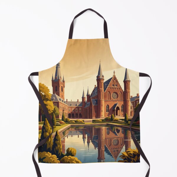 Item preview, The Hague Netherlands Vintage Travel Art – Peace Palace & Formal Gardens designed and sold by Bomax121.