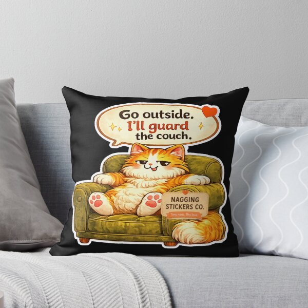 Item preview, NAGGING CAT BY NAGGINGSTICKERSCO. GO OUTSIDE. I'LL GUARD THE COUCH. COLLECTION | BLACK Edition | No.01 designed and sold by LaMaisonOfMY.