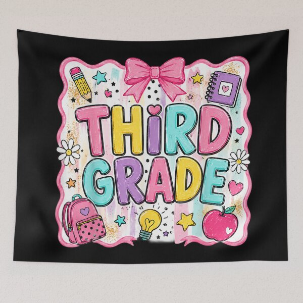 Item preview, Third Grade Back To School Cute Colorful Pink Bow Teacher Student Design designed and sold by LittleNhutton.