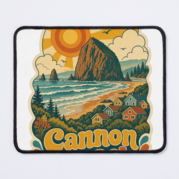 Item preview, Cannon Beach USA Travel Souvenir - Retro Illustration designed and sold by VisualArtsOasis.