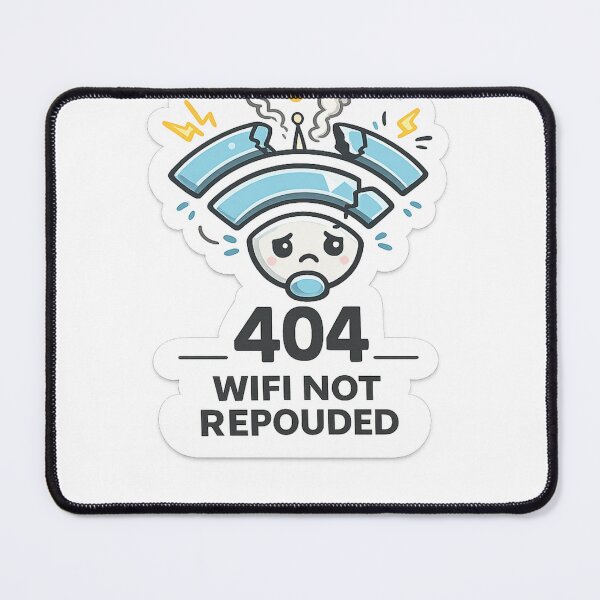 Item preview, 404 WiFi Not Found Sticker designed and sold by CodePaws Creations.