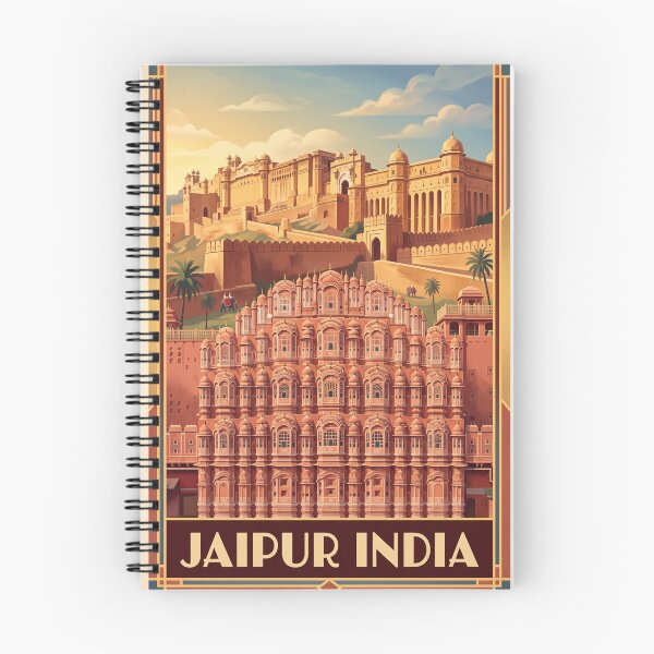 Item preview, Jaipur India Vintage Travel Art – Hawa Mahal & Amber Fort designed and sold by Bomax121.