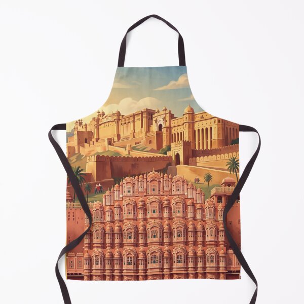 Item preview, Jaipur India Vintage Travel Art – Hawa Mahal & Amber Fort designed and sold by Bomax121.