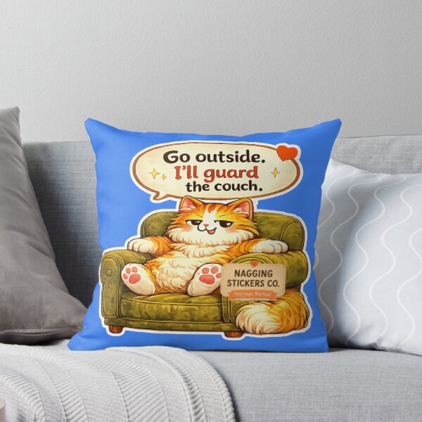 Item preview, NAGGING CAT BY NAGGINGSTICKERSCO. GO OUTSIDE. I'LL GUARD THE COUCH. COLLECTION | ELECTRIC BLUE Edition | No.01 designed and sold by LaMaisonOfMY.
