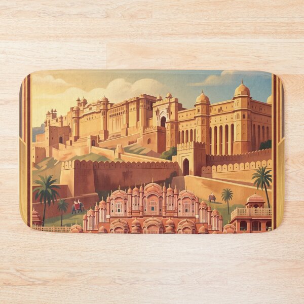Item preview, Jaipur India Vintage Travel Art – Hawa Mahal & Amber Fort designed and sold by Bomax121.
