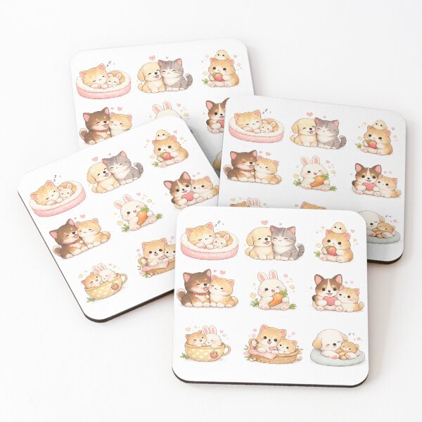 Item preview, Cute Kawaii Baby Animals Kitten Puppy Bunny Friends Aesthetic designed and sold by Rehnair.