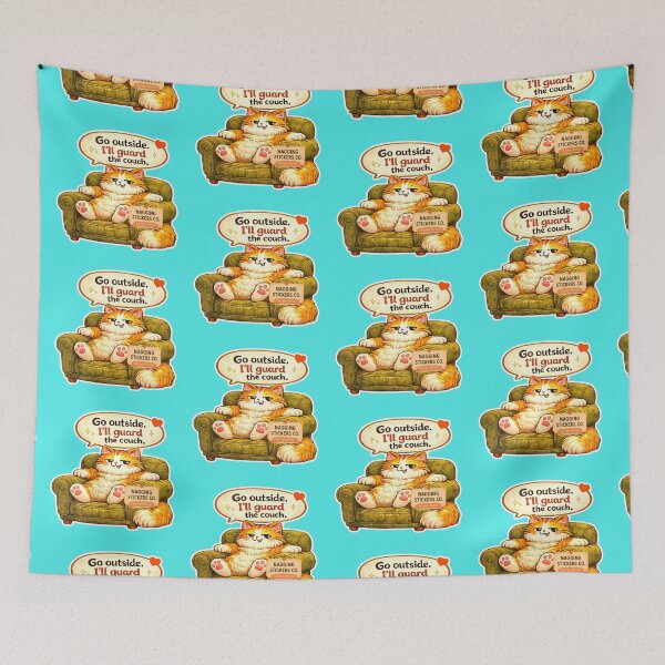 Item preview, NAGGING CAT BY NAGGINGSTICKERSCO. GO OUTSIDE. I'LL GUARD THE COUCH. COLLECTION | AQUA Edition | No.01 designed and sold by LaMaisonOfMY.