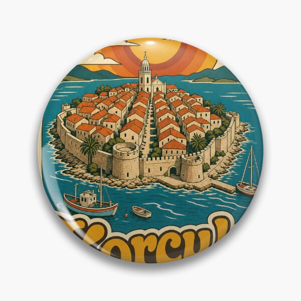 Item preview, Korcula Croatia Travel Souvenir - Retro Illustration designed and sold by VisualArtsOasis.