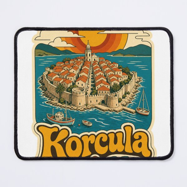 Item preview, Korcula Croatia Travel Souvenir - Retro Illustration designed and sold by VisualArtsOasis.