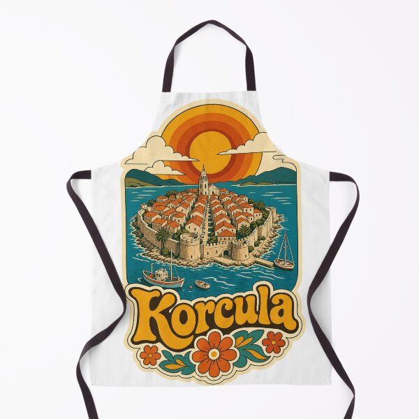 Item preview, Korcula Croatia Travel Souvenir - Retro Illustration designed and sold by VisualArtsOasis.