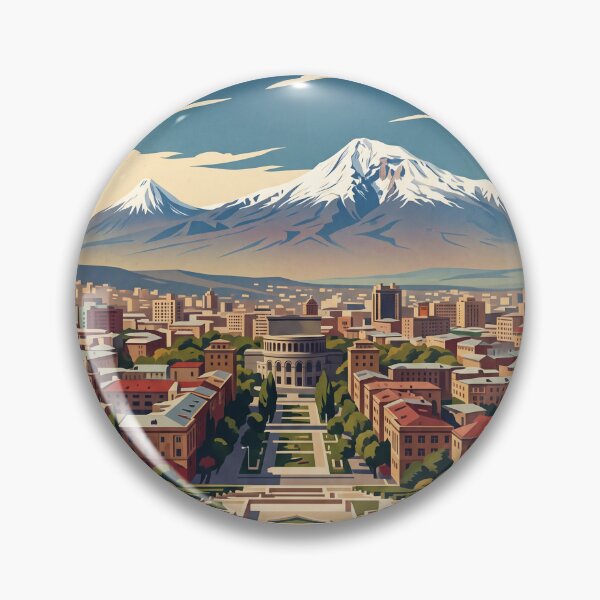 Item preview, Yerevan Armenia Vintage Travel Art – Cascade Complex & Mount Ararat designed and sold by Bomax121.