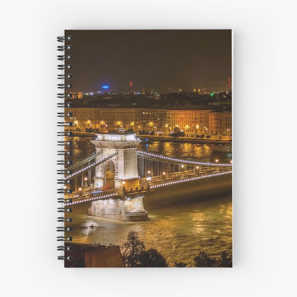 Item preview, Budapest cityscape, River Danube, Széchenyi Chain Bridge at night landscape color photograph designed and sold by Jéanpaul  Ferro.