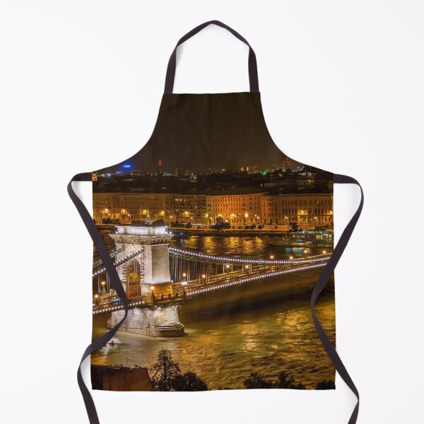 Item preview, Budapest cityscape, River Danube, Széchenyi Chain Bridge at night landscape color photograph designed and sold by Jéanpaul Ferro.