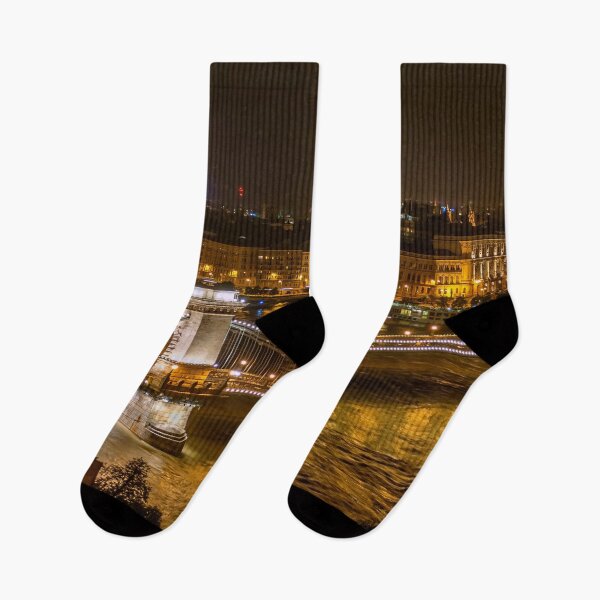 Item preview, Budapest cityscape, River Danube, Széchenyi Chain Bridge at night landscape color photograph designed and sold by Jéanpaul  Ferro.