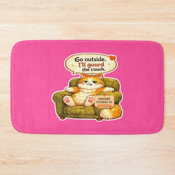 Item preview, NAGGING CAT BY NAGGINGSTICKERSCO. GO OUTSIDE. I'LL GUARD THE COUCH. COLLECTION | ELECTRIC PINK Edition | No.01 designed and sold by LaMaisonOfMY.