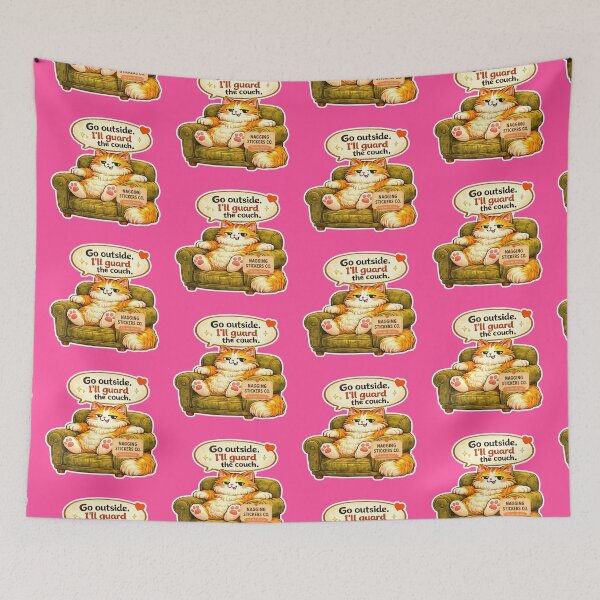 Item preview, NAGGING CAT BY NAGGINGSTICKERSCO. GO OUTSIDE. I'LL GUARD THE COUCH. COLLECTION | ELECTRIC PINK Edition | No.01 designed and sold by LaMaisonOfMY.