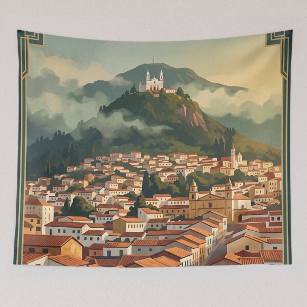 Item preview, Bogotá Colombia Vintage Travel Art – Monserrate & La Candelaria designed and sold by Bomax121.