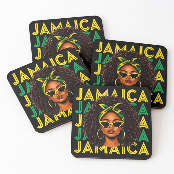 Item preview, Pretty Black Jamaican Woman With Sunglasses Headscarf Bold Jamaica Pride Typography Art designed and sold by LittleNhutton.