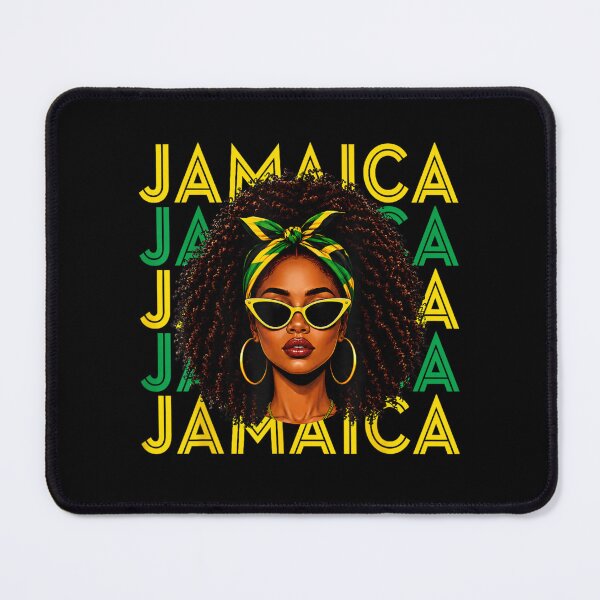 Item preview, Pretty Black Jamaican Woman With Sunglasses Headscarf Bold Jamaica Pride Typography Art designed and sold by LittleNhutton.