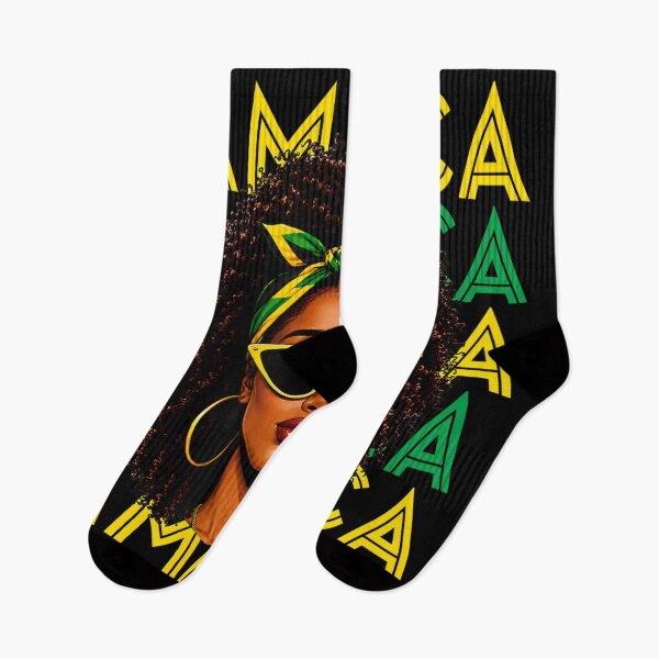 Item preview, Pretty Black Jamaican Woman With Sunglasses Headscarf Bold Jamaica Pride Typography Art designed and sold by LittleNhutton.