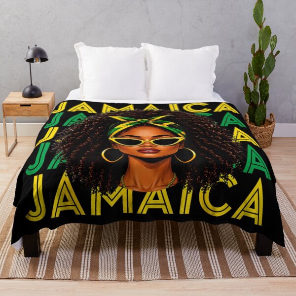 Item preview, Pretty Black Jamaican Woman With Sunglasses Headscarf Bold Jamaica Pride Typography Art designed and sold by LittleNhutton.