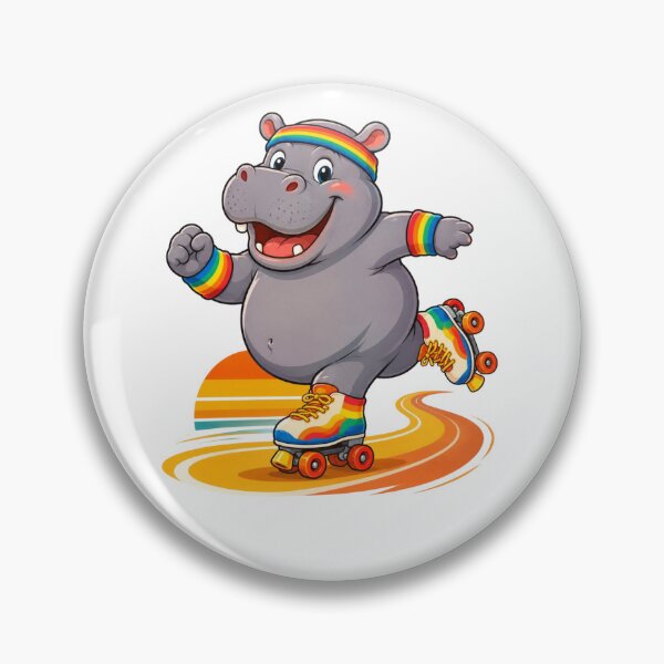 Item preview, Retro Roller Skating Hippo designed and sold by Myra365Art.