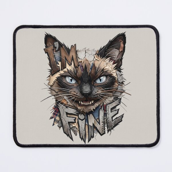 Item preview, I'm Fine, Siamese Cat, Patchwork, Streetwear designed and sold by QuirkySpark.