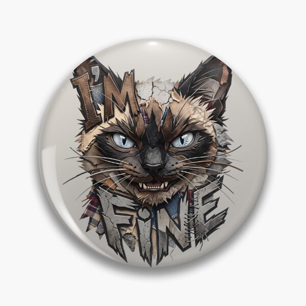 Item preview, I'm Fine, Siamese Cat, Patchwork, Streetwear designed and sold by QuirkySpark.