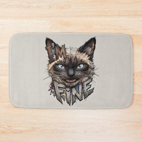Item preview, I'm Fine, Siamese Cat, Patchwork, Streetwear designed and sold by QuirkySpark.