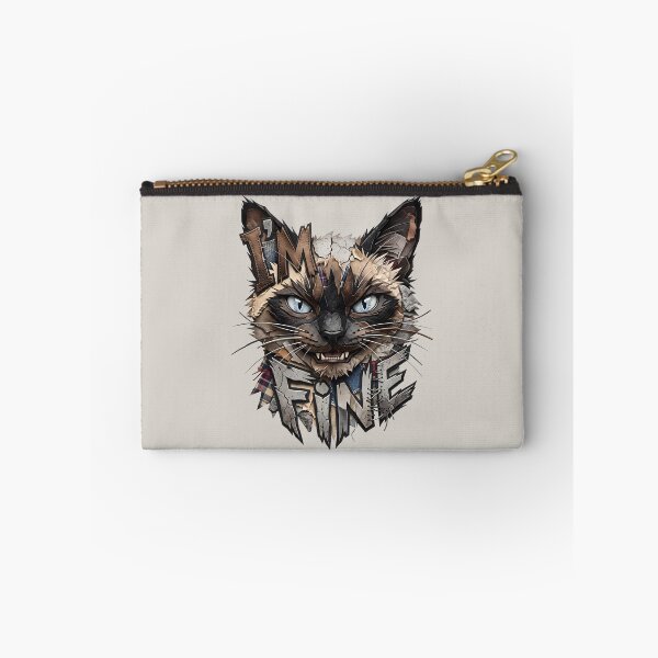 Item preview, I'm Fine, Siamese Cat, Patchwork, Streetwear designed and sold by QuirkySpark.