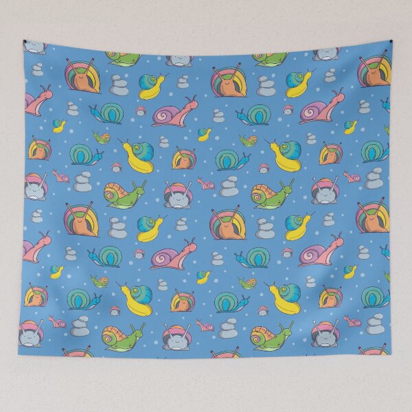 Item preview, Snails Pattern. Cute Characters. Blue Background. designed and sold by DigitalCris.
