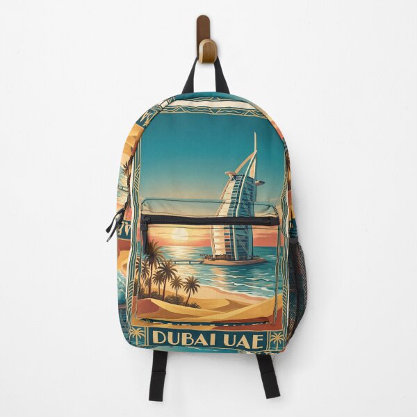 Item preview, Dubai UAE Vintage Travel Art – Sail-Shaped Hotel & Arabian Gulf Sunset designed and sold by Bomax121.