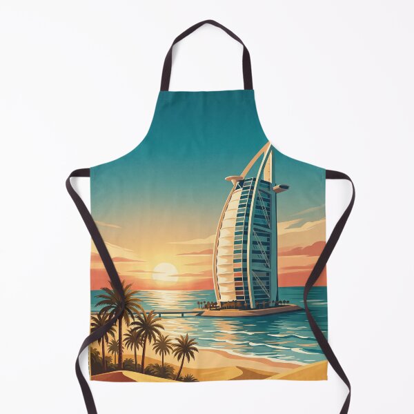 Item preview, Dubai UAE Vintage Travel Art – Sail-Shaped Hotel & Arabian Gulf Sunset designed and sold by Bomax121.