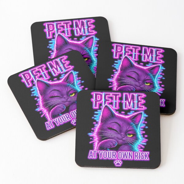 Item preview, Pet Me At Your Own Risk Cat Neon Vaporwave | Sticker, T-shirt, Poster, hoodle. designed and sold by Kittcatking.