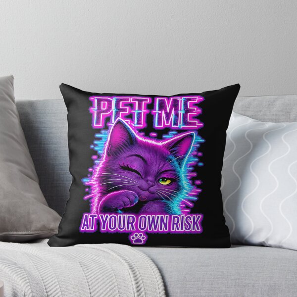 Item preview, Pet Me At Your Own Risk Cat Neon Vaporwave | Sticker, T-shirt, Poster, hoodle. designed and sold by Kittcatking.