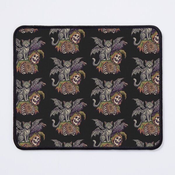 Item preview, Winged Cat Witch Skull and Demonic Crow designed and sold by MewSpooky.