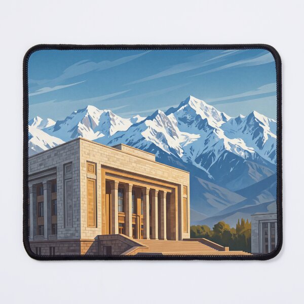 Item preview, Bishkek Kyrgyzstan Vintage Travel Art – Ala-Too Square & Tian Shan Mountains designed and sold by Bomax121.