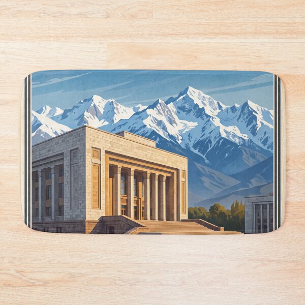 Item preview, Bishkek Kyrgyzstan Vintage Travel Art – Ala-Too Square & Tian Shan Mountains designed and sold by Bomax121.