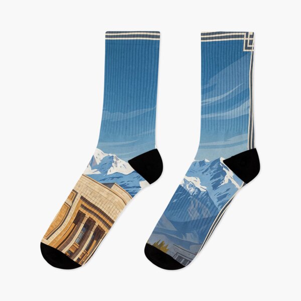 Item preview, Bishkek Kyrgyzstan Vintage Travel Art – Ala-Too Square & Tian Shan Mountains designed and sold by Bomax121.