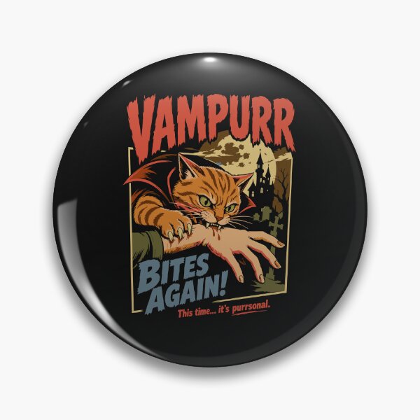 Item preview, Tabby Cat Vampire Funny Vampurr Bites Again Halloween Horror Movie Art Inspired designed and sold by alenaz.