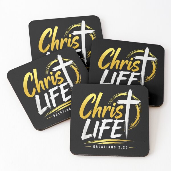Item preview, Christ Life Galatians 2 20 Christian Cross Verse Faith Gold Brush Calligraphy designed and sold by HarinDonreka.